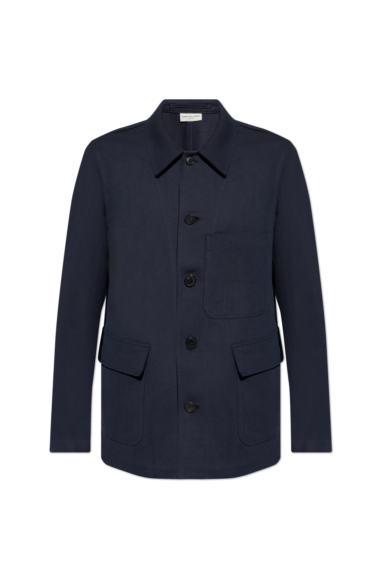 DRIES VAN NOTEN Size 40 Navy Grey Stripe Cotton Blend Notch Lapel Sport Coat